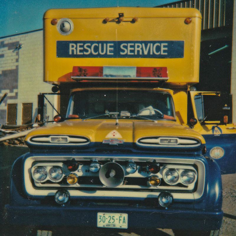 An early yellow Rescue Service truck from the society's first years