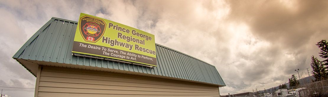 The Prince George Regional Highway Rescue hall sign